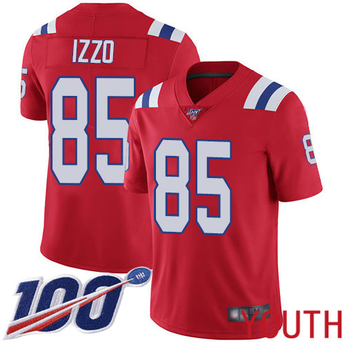 New England Patriots Football #85 Vapor Untouchable 100th Season Limited Red Youth Ryan Izzo Alternate NFL Jersey->youth nfl jersey->Youth Jersey